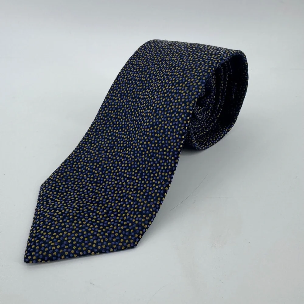 Charles Tyrwhitt Mens Navy Blue Gold Geometric Silk Tie Jermyn Street London
